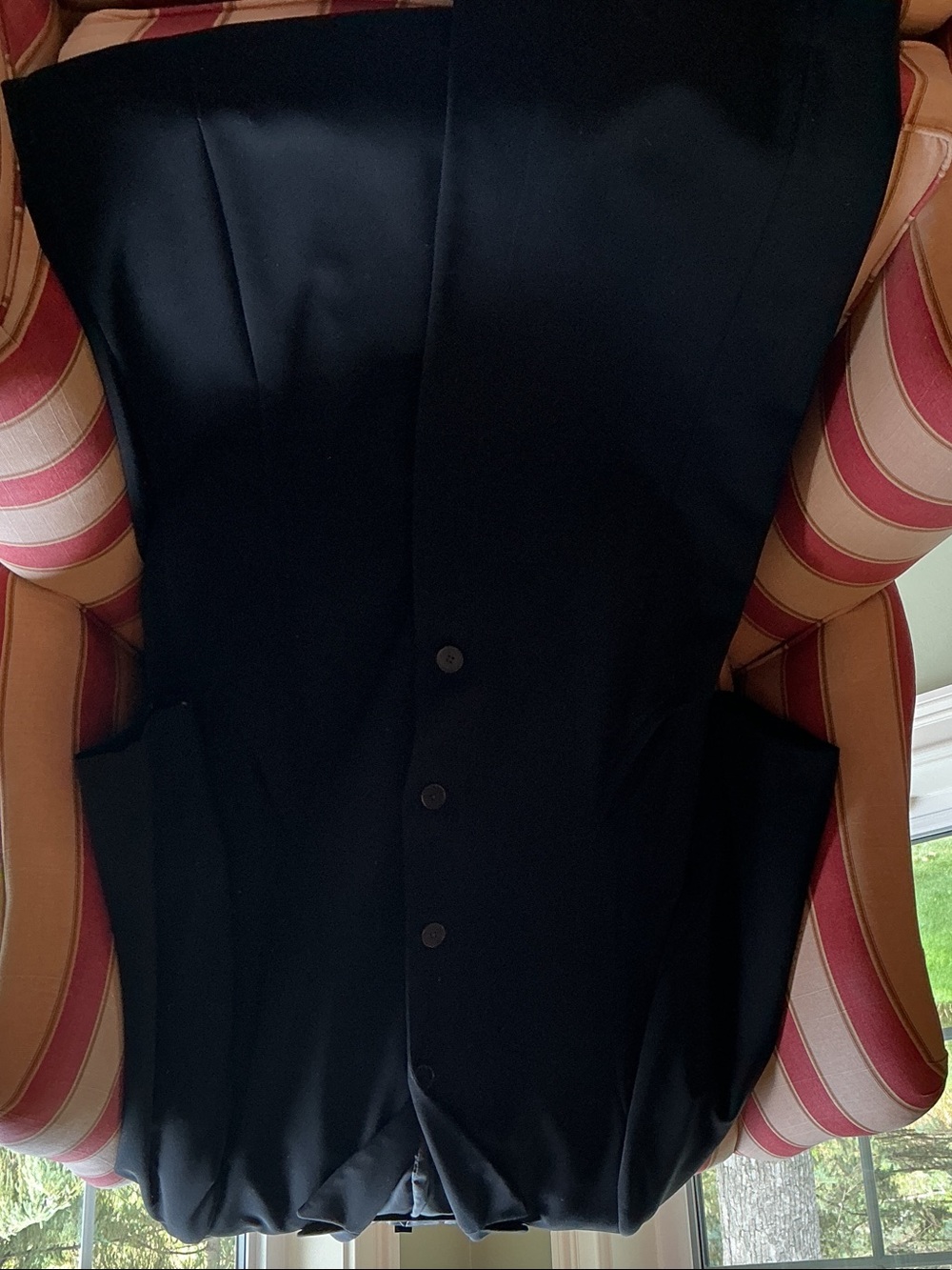 Gallery Black womens coat - Sleek Single-Breasted Design midi length